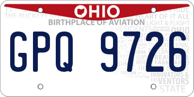 OH license plate GPQ9726