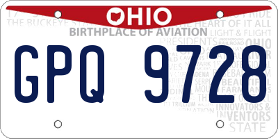 OH license plate GPQ9728