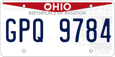 OH license plate GPQ9784
