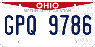 OH license plate GPQ9786