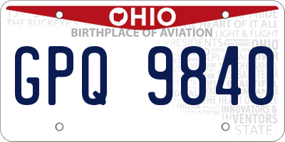 OH license plate GPQ9840