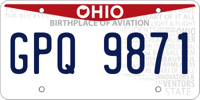 OH license plate GPQ9871