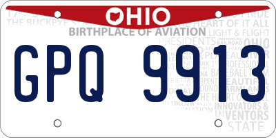 OH license plate GPQ9913