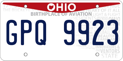 OH license plate GPQ9923