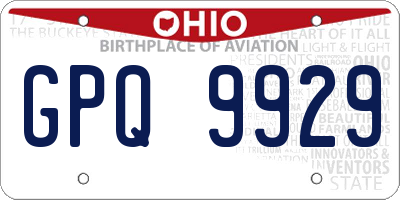 OH license plate GPQ9929