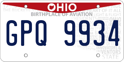OH license plate GPQ9934