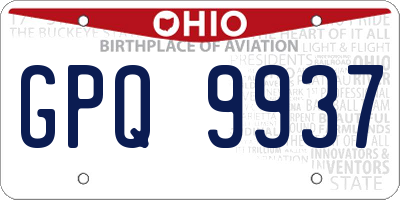 OH license plate GPQ9937