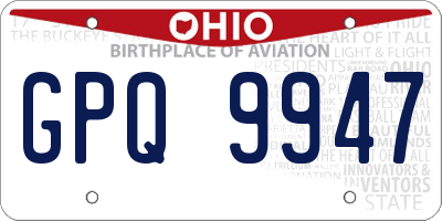 OH license plate GPQ9947