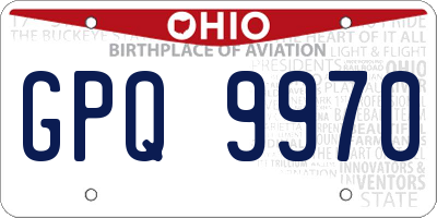 OH license plate GPQ9970