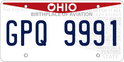 OH license plate GPQ9991