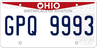 OH license plate GPQ9993