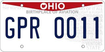 OH license plate GPR0011
