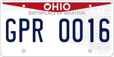 OH license plate GPR0016