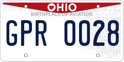 OH license plate GPR0028