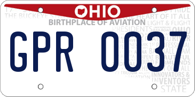 OH license plate GPR0037