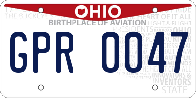OH license plate GPR0047