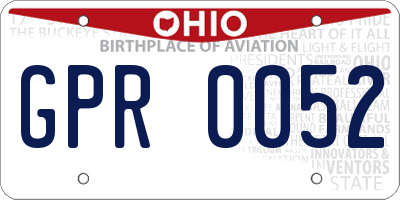 OH license plate GPR0052