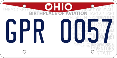 OH license plate GPR0057