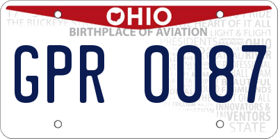 OH license plate GPR0087