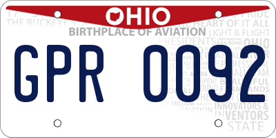 OH license plate GPR0092