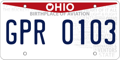 OH license plate GPR0103