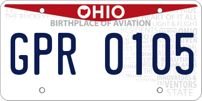 OH license plate GPR0105