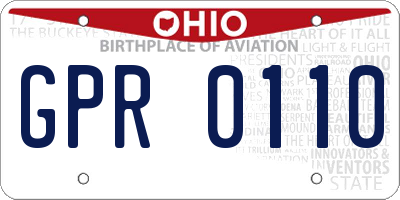 OH license plate GPR0110