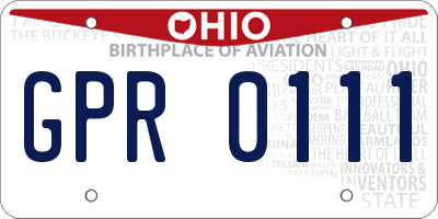 OH license plate GPR0111