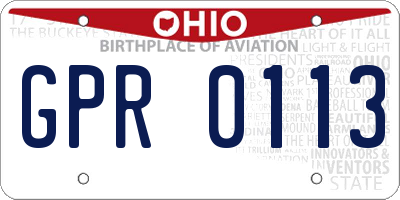 OH license plate GPR0113