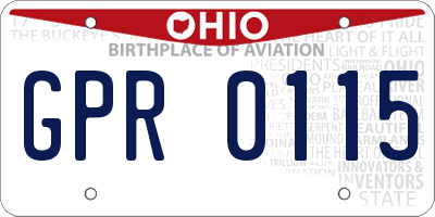 OH license plate GPR0115