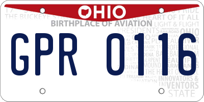OH license plate GPR0116