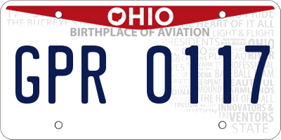 OH license plate GPR0117