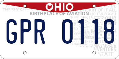 OH license plate GPR0118