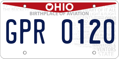 OH license plate GPR0120