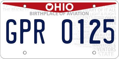 OH license plate GPR0125