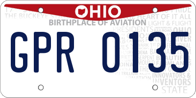 OH license plate GPR0135