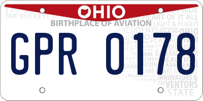 OH license plate GPR0178