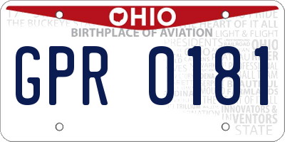 OH license plate GPR0181