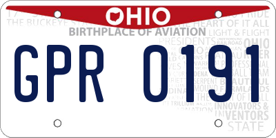 OH license plate GPR0191