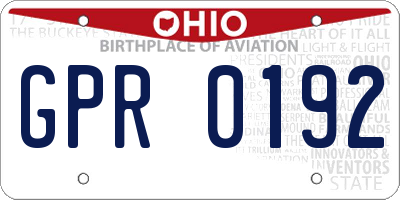 OH license plate GPR0192