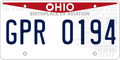 OH license plate GPR0194