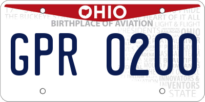 OH license plate GPR0200