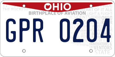 OH license plate GPR0204