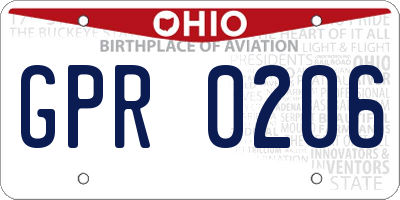 OH license plate GPR0206