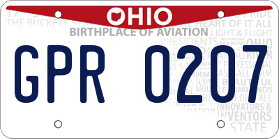 OH license plate GPR0207