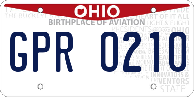OH license plate GPR0210