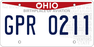 OH license plate GPR0211
