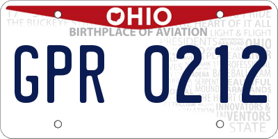 OH license plate GPR0212