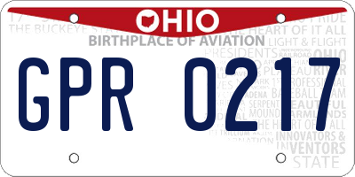 OH license plate GPR0217