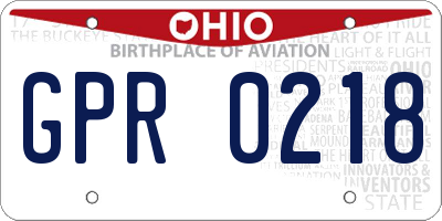 OH license plate GPR0218